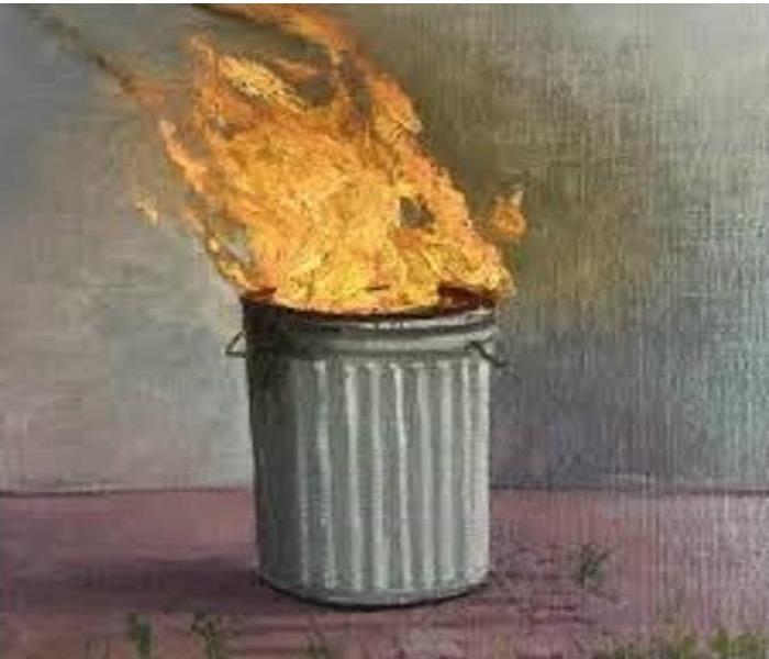 trash can, fire