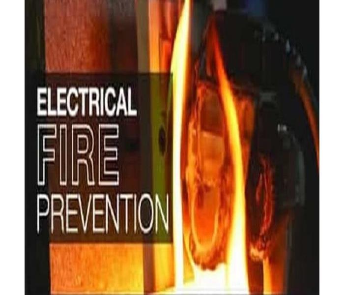 Fire started in electrical outlet with Electrical Fire Prevention wording